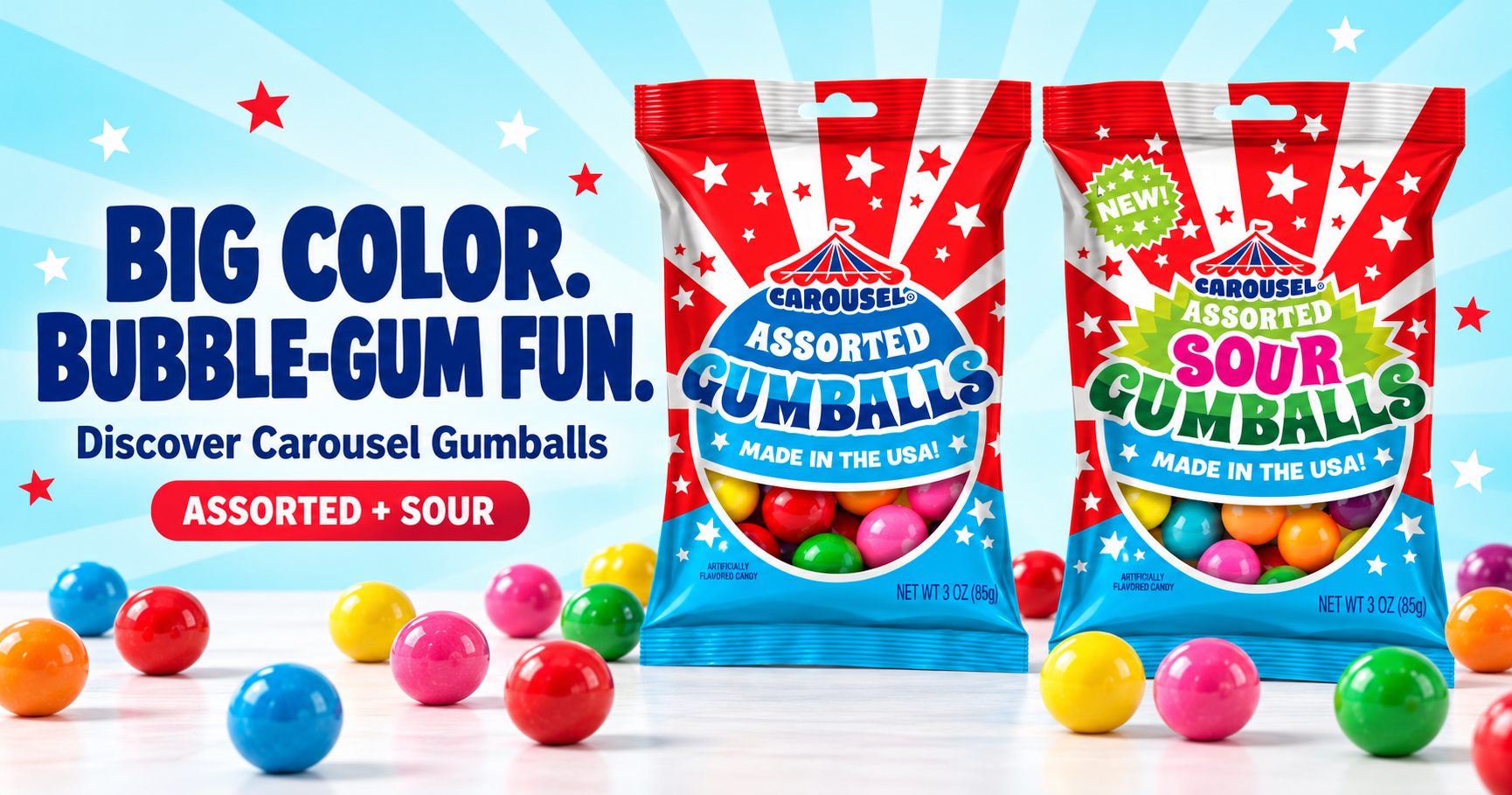 Carousel Assorted Gumballs_ Big Color, Bubble-Gum Fun